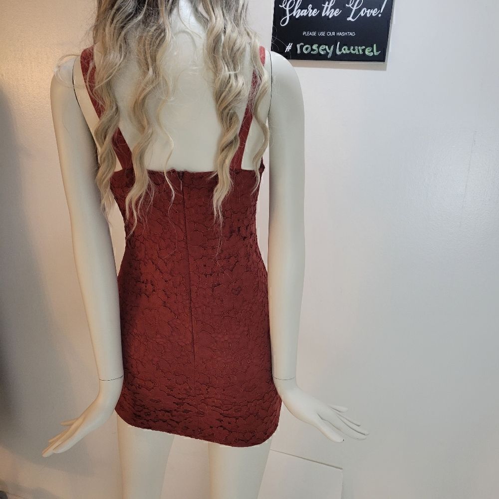 Topshop Burnt Orange Lace Mini Dress - Picture 5 of 7